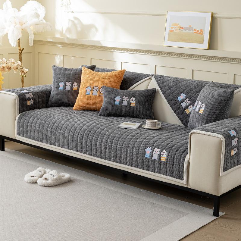 Corduroy Sofa Cushion Autumn And Winter Thickened Warm Plush Seat Cushion New Non-Slip Cover Cloth Leather Cover