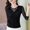 Fashionable Cross Neck Women's Autumn Winter Long Sleeved Round Neck with Velvet Solid Color Slim Fit Base Shirt T-Shirts Women’s