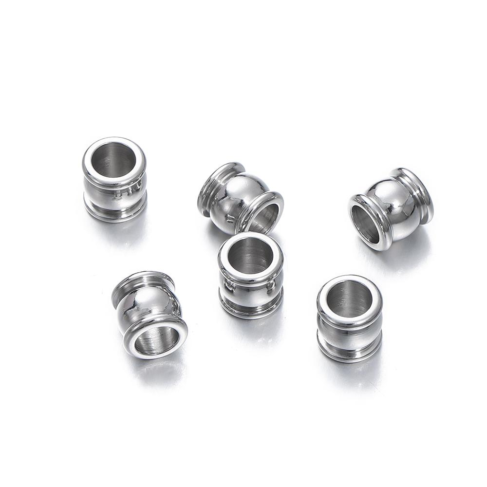 10Pcs Stainless Steel Big Holes Spacer Beads 4-10mm Charm Loose Bead for Jewelry Making DIY Bracelets Necklace Jewelry Making