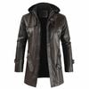 Coat Windproof Clothes Men's Hooded Long Leather Coat Men's Leather Motorcycle Leather Fashion Winter Korean Fashion Jacket