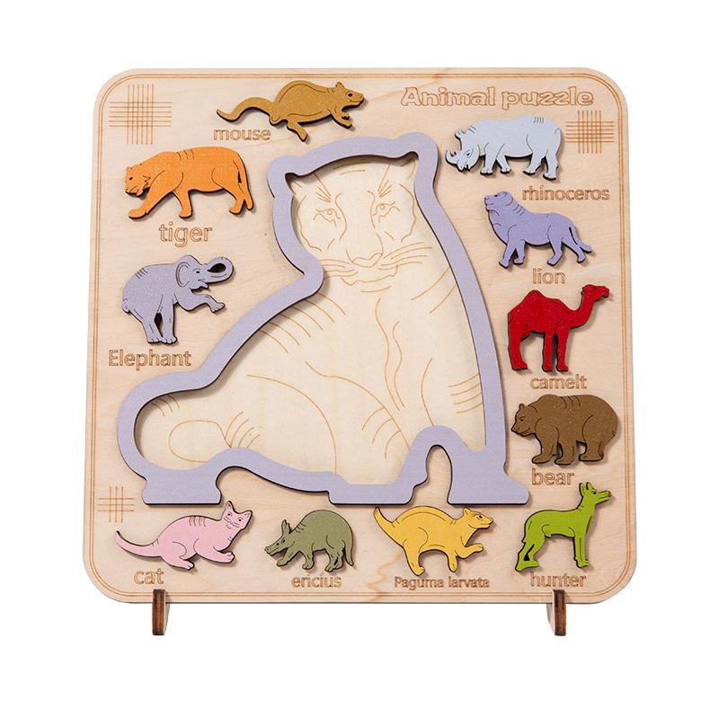 Brain Burning Decompression Animal Dinosaur Three-dimensional Shape Pairing Cognitive Puzzle Board Early Education Puzzle Toy