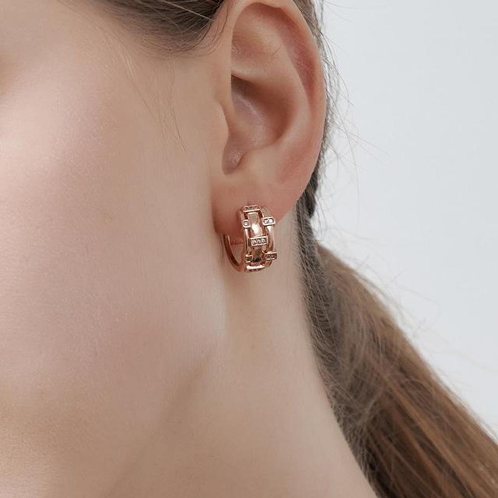 [Geiger Jewelry] 14K GF Bold Check Point One-Touch Earrings GIGFEE008