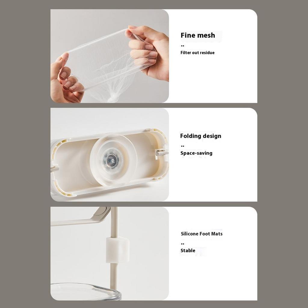 Küchenspülbecken Sieb Faltbarer Essensfangkorb Saugfuß Spülbeckenablaufsieb Ständer mit 100 Stück Filternetzbeuteln
