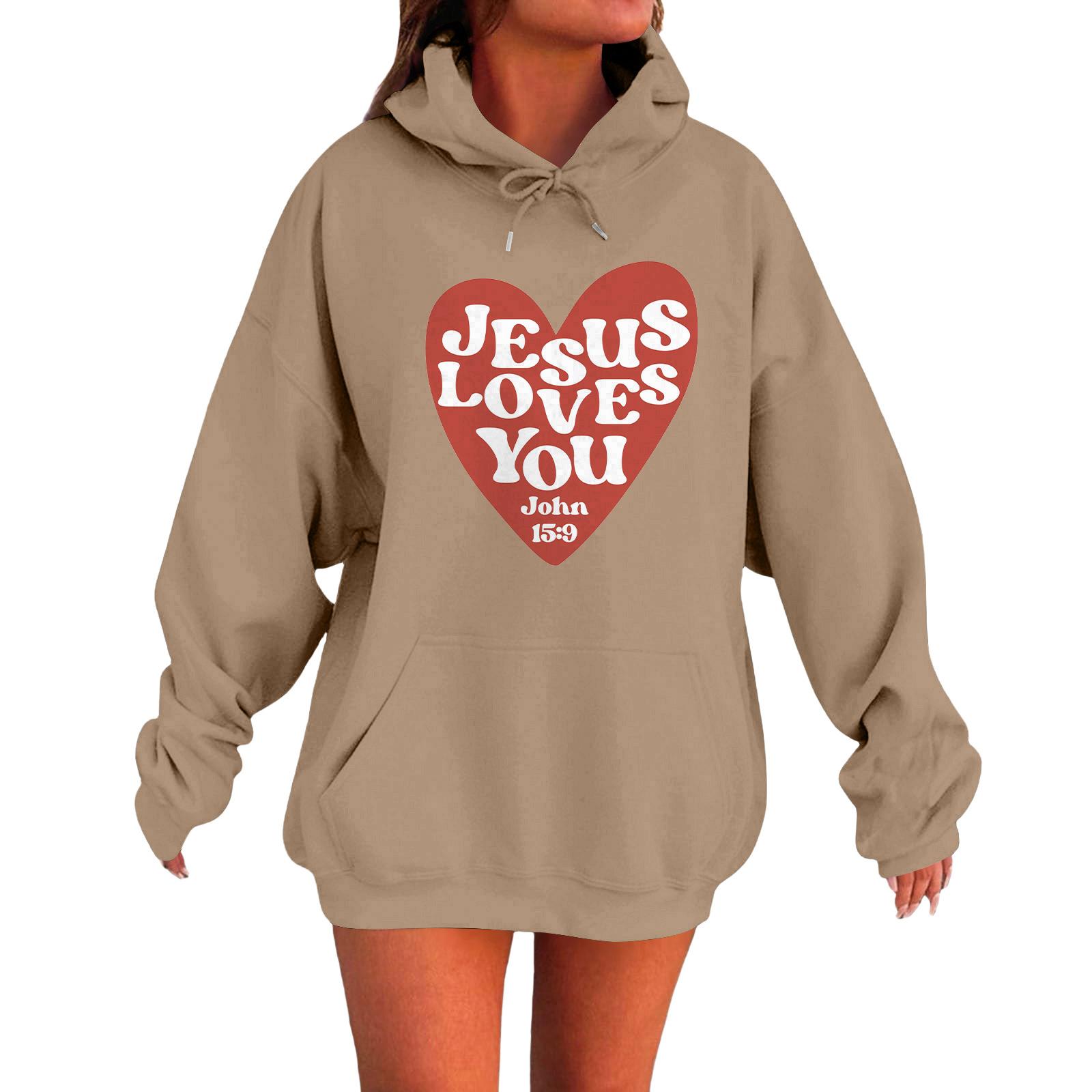 

Женский свободный удобный повседневный модный свитшот с длинным рукавом с принтом Love M хаки