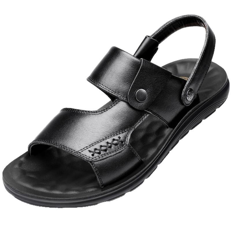 Men's soft leather beach shoes cowhide men's sandals men's sandals new thick-soled non-slip men's cool slippers