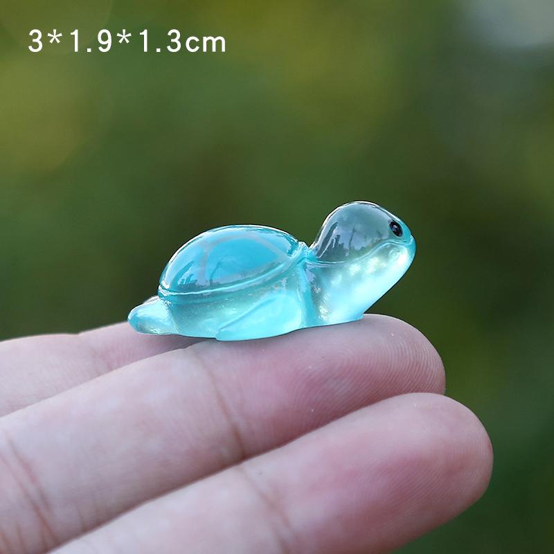 1 Stück Bunte Leuchtende Mini Schildkröte Mikro Landschaft Figur Ornament DIY Leuchtende Schildkröte Miniatur Statue Topfgarten Dekor