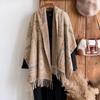 Fashion Women'S Winter Cashmere Wrap - Vintage Oil Painting Floral Printed Tasseled Pashmina Thick Shawl, Scarf & Echarpe