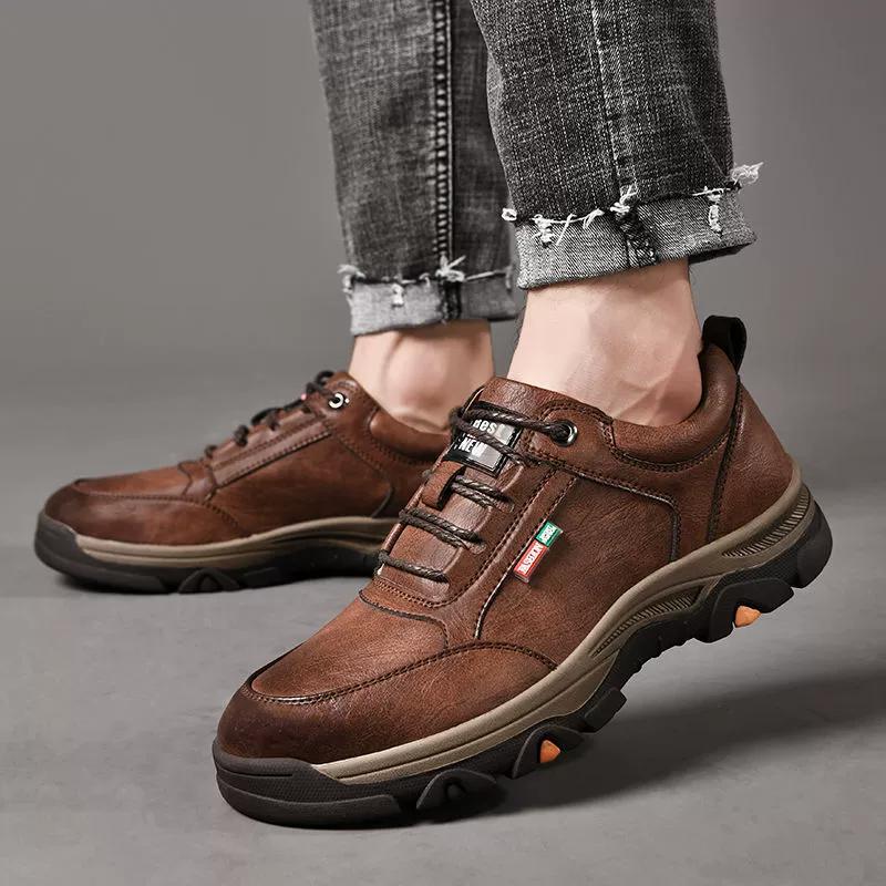 Mountaineering Shoes Men's Models Single Cotton Fall and Winter Casual Sneakers Household Low Casual Comfortable British Men's PU Leather Shoes