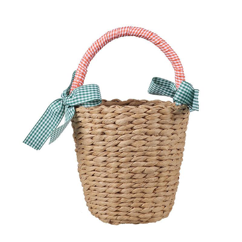 Очаровательная плетёная пляжная сумка для девочек Очаровательная ручная сумка-тоут для малышей в детском саду