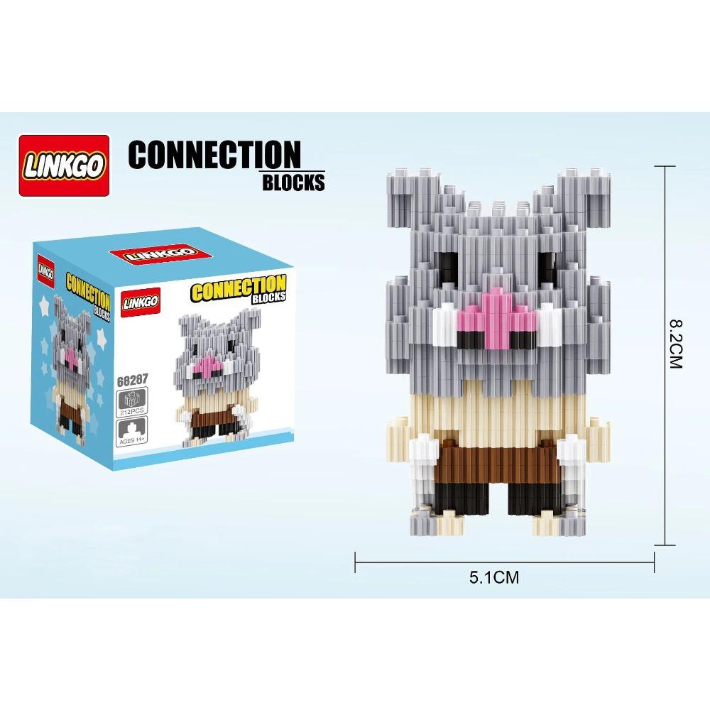 Linkgo Anime Connection Stavebnice Goku Luffy Demon Slayer Nezuko Stitch Pikachu Sasuke 3D Model Mini Cihlová Figurka Hračky