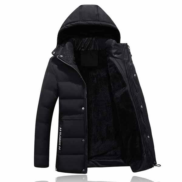 

Трендовая мужская флисовая куртка с утолщенной хлопковой подкладкой, зимняя теплая, приталенного кроя, повседневная верхняя одежда, модное пальто M чёрный