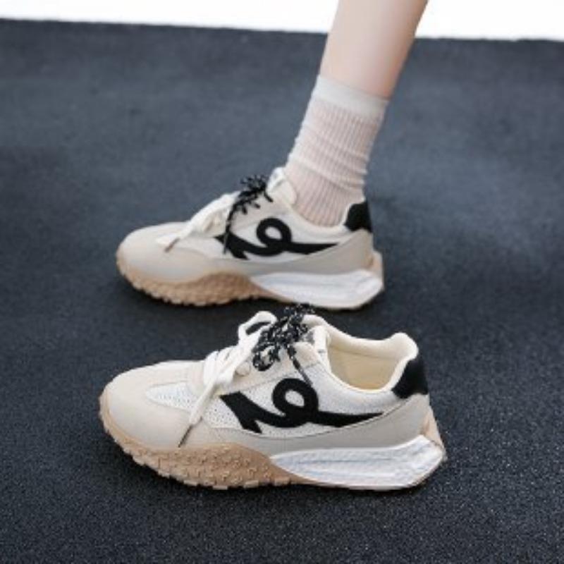 

Spring new thick-soled retro fashion flat-soled lace-up color matching versatile casual women s shoes 41