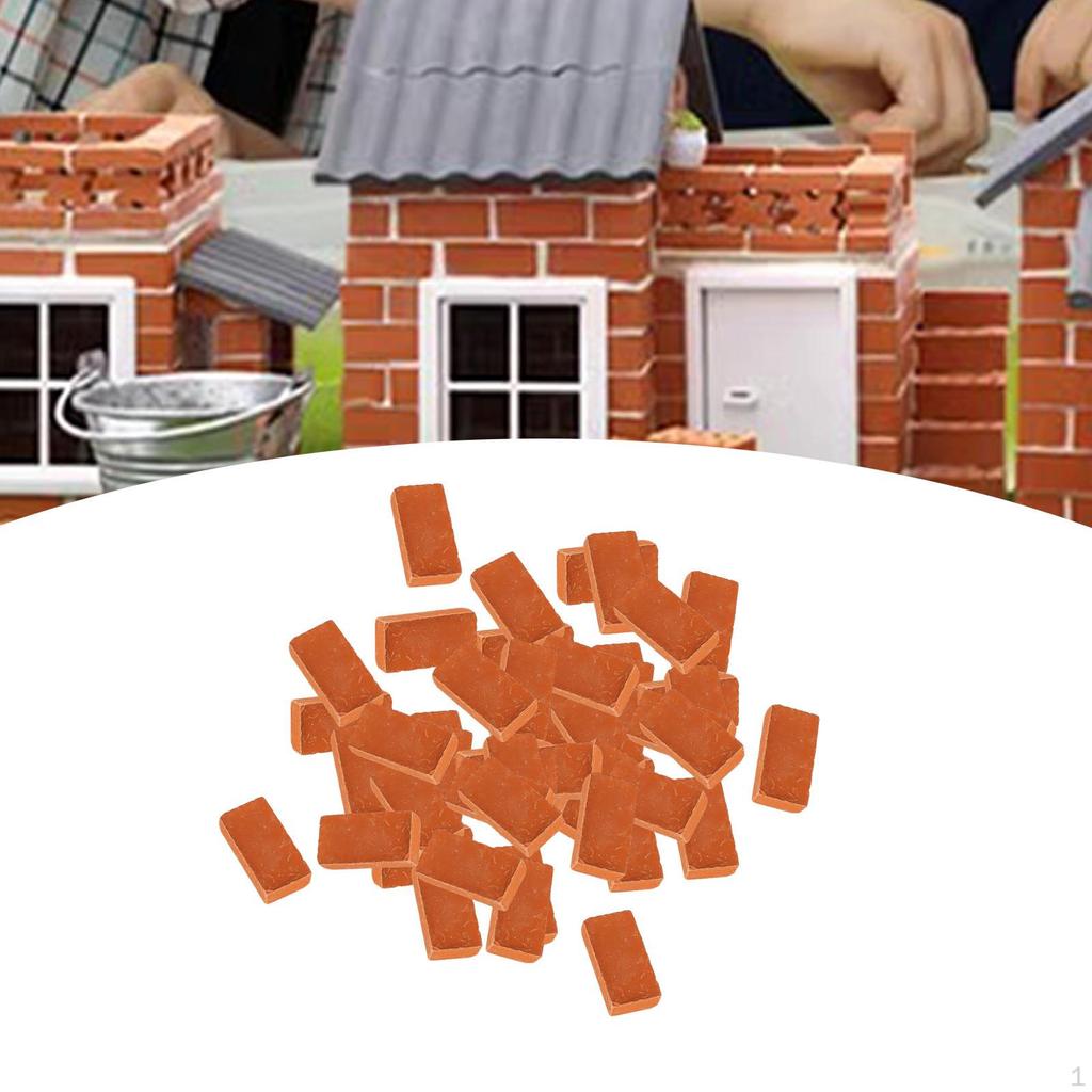 50 stykker 1/16 Miniatyr Livaktig Murstein Mini Kunstig for Dukkehus