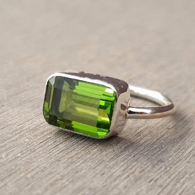 August Birthstone Green Peridot 925 Sterling Silver Ring Jewelry, Wedding Gift Peridot Ring