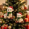 Cute Llama Xmas Gift Tags 2Pcs Christmas Alpaca Hanging Ornaments, 2D Flat Acrylic Decoration, Tree Decorations for Friends Pendants Holiday Backpack