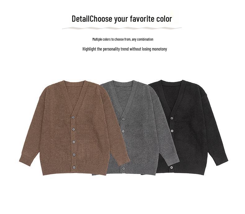 Mu Yuan Unisex Single-Breasted Cardigan - Autumn/Winter Loose Knit Sweater