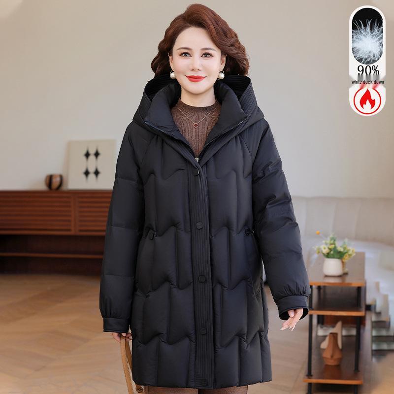 

Mom s Winter Mid-Length White Duck Down Jacket for Women 2026 - Stylish, Warm Coat for Middle-Aged & Elderly XL (80-95 jin)