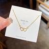 Rostfritt Stål Kedja Guld Färg Romantisk Zirkon Dubbel Hjärta Hänge Halsband för Kvinnor Flickor Delikata Accessoarer Gåvor