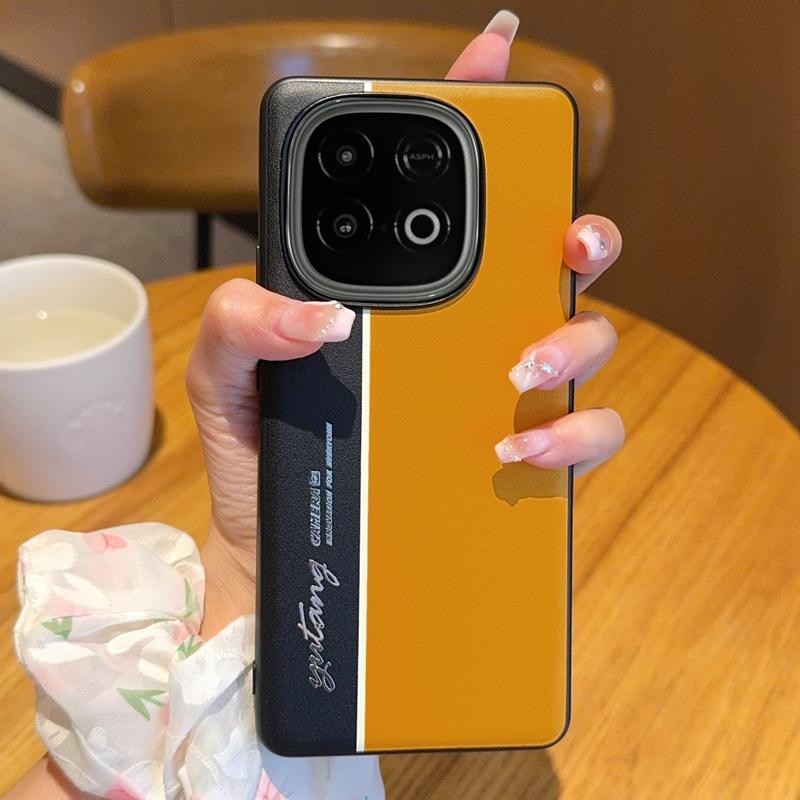 For VIVO IQOO Z10 Turbo Z10 Turbo Pro Electroplated Leather Fluorescent Color-block Anti-fingerprint Anti-drop Phone Case