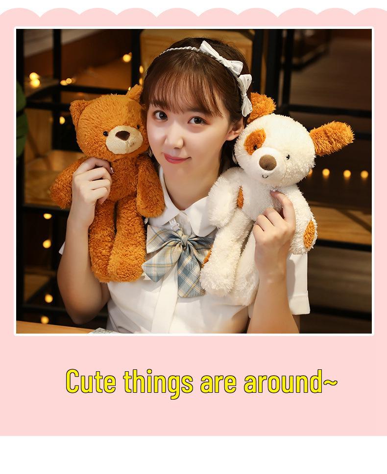 Poupées en Peluche de Dessins Animés Populaires - Ours en Peluche Jambes Longues Grosse Tête, Cochon Rose, Chat, Canard Jaune - Idéal pour Cadeaux et Machines à Pinces