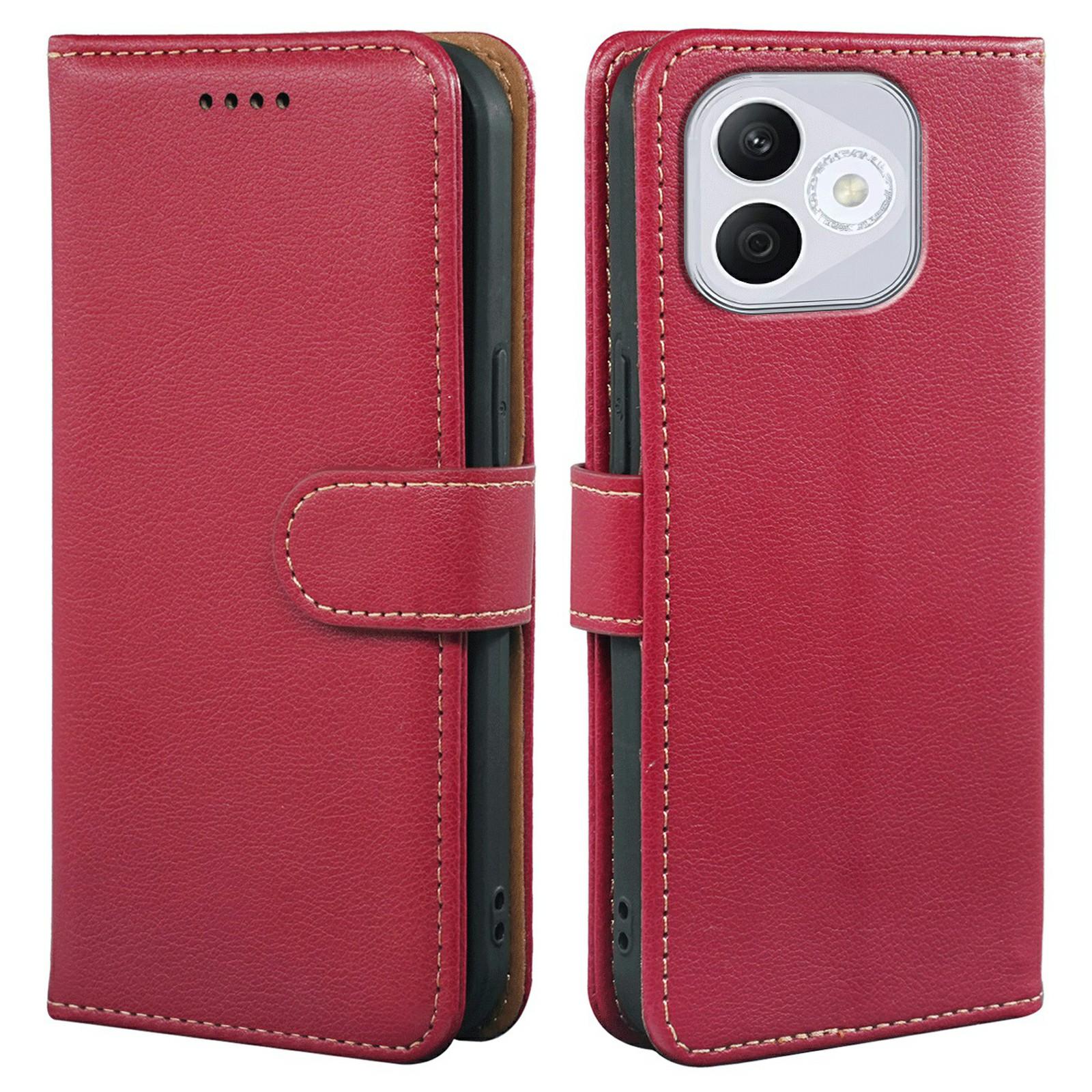 

For Honor 400 Lite 5G Case RFID Blocking Wallet Litchi Texture Leather Phone Cover Magnetic Clasp Red