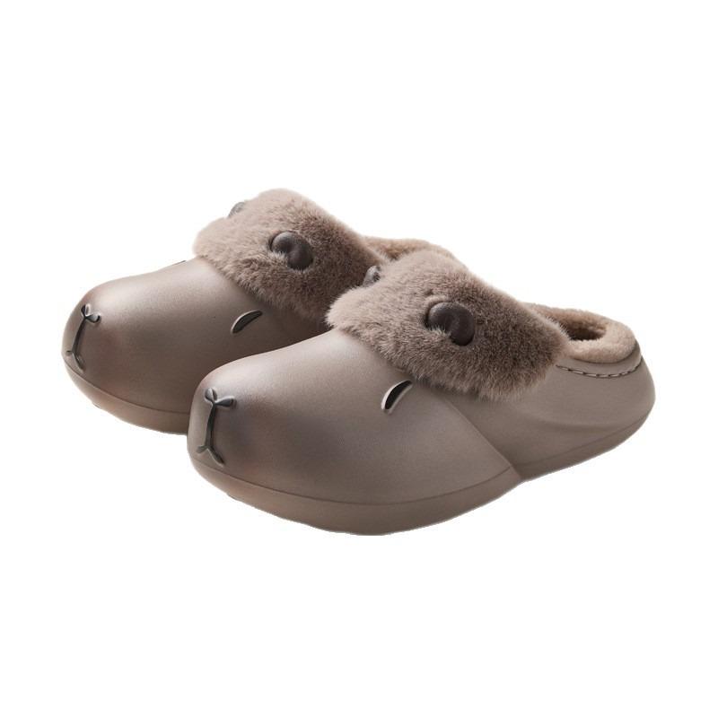 Waterproof cotton slippers men's thick bottom autumn and winter couple indoor home plush warm plush slippers women