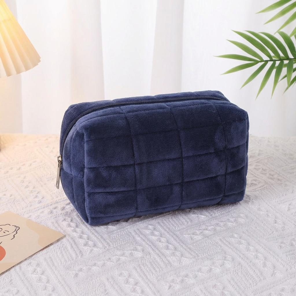 

Cosmetic Storage Bag Large Women Zipper Makeup Organizer Handbag Stationery Pencil Case Travel Make Up Toiletry Punch One size тёмно-синий