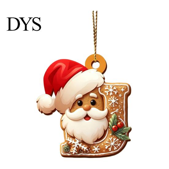 Reusable Acrylic Snowflake Berry Ornaments 2D Flat Christmas Ornaments, Gingerbread Letter Pendant with Santa Claus, Decorative Cookie Initial