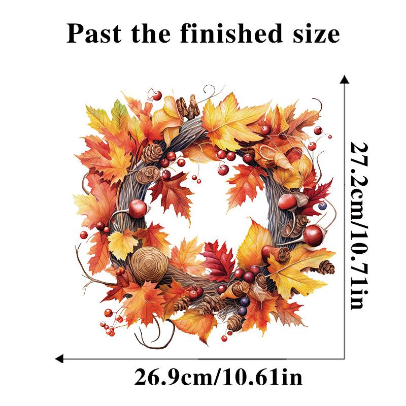 Wall Stickers Maple Leaf Circle Autumn Thanksgiving Day Decoration Toilet Bedroom Door Decoration Self Adhesive Decals