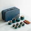 Japanese travel kung fu tea set small set household simple teapot ceramic teacup outdoor tea tray portable bag