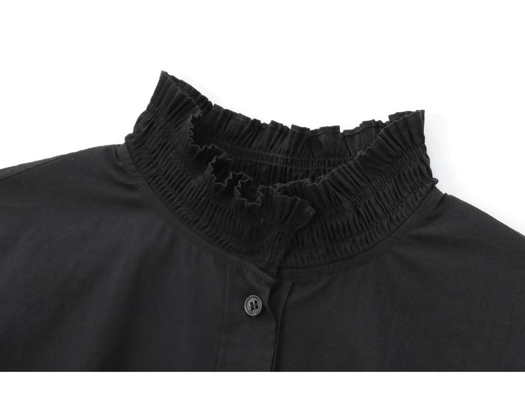 2024 Autumn Women's European & American Style Pleated Layered Fashion Shirt