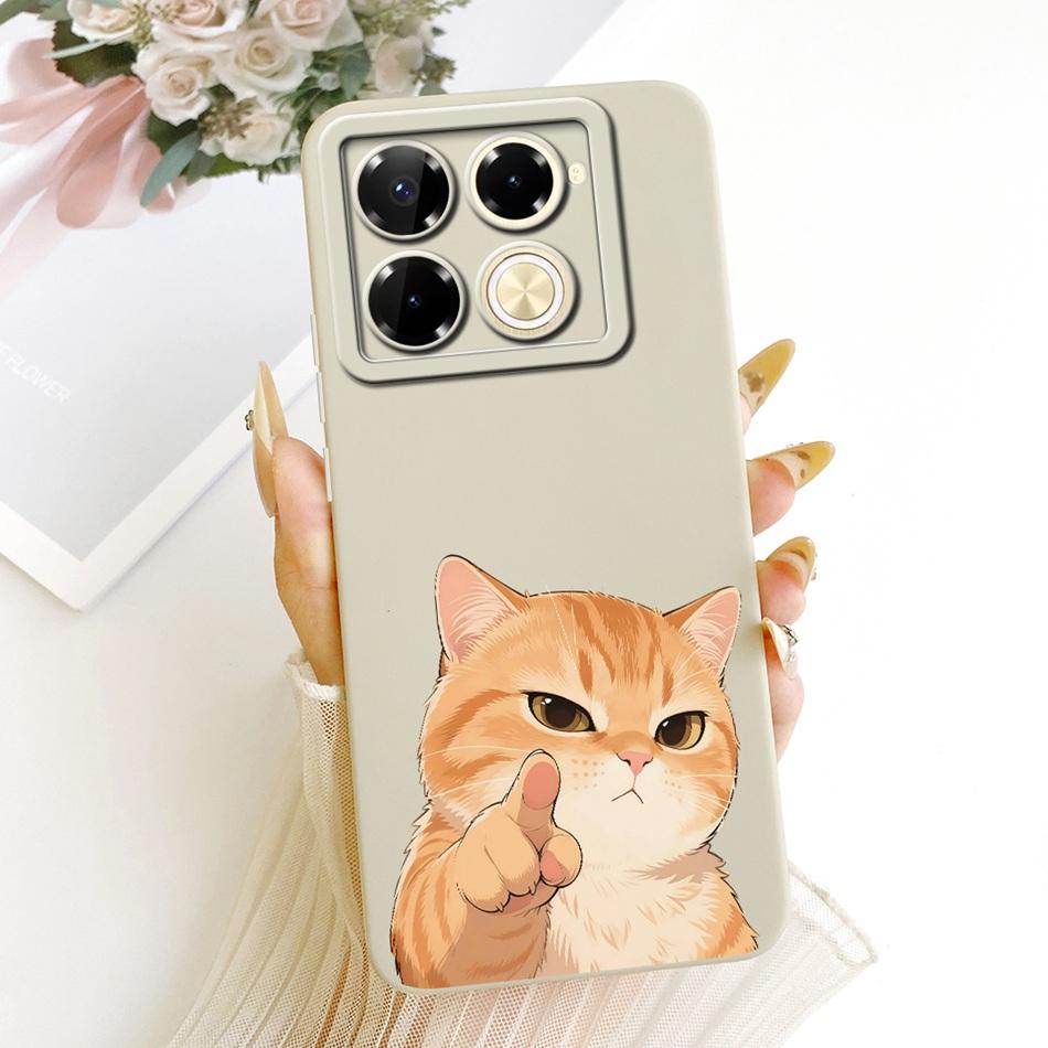 For Infinix Note 40 Pro 4G 5G / Note 40 Pro+ / Note40 X6853 Cute Cat Flower Cartoon Phone Case Soft Silicone Cover Bumpers