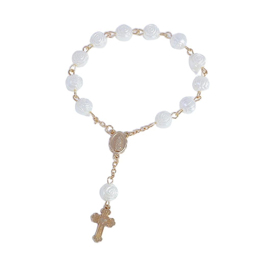 Unique Baby Baptism Bracelet Religious Style Prayer Bracelet Rosary Bracelet Adjustable Rose Baby Baptism Bracelets