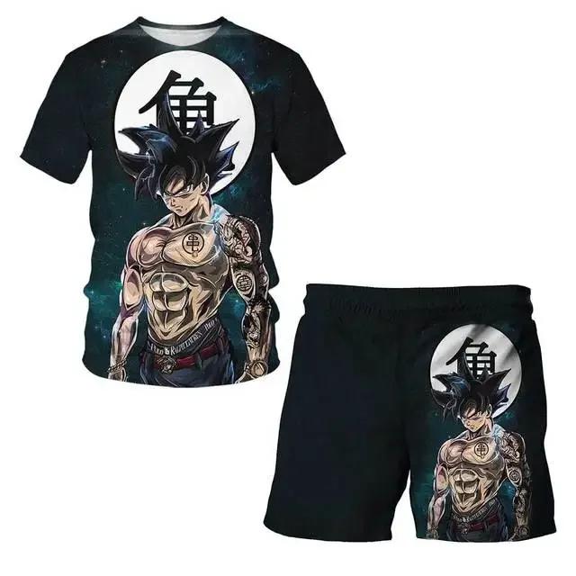 

Японский мультфильм Dragon Ball Z футболка детская футболка шорты комплект из двух предметов лето мальчики футболка+шорты пляжные штаны 5-6Y
