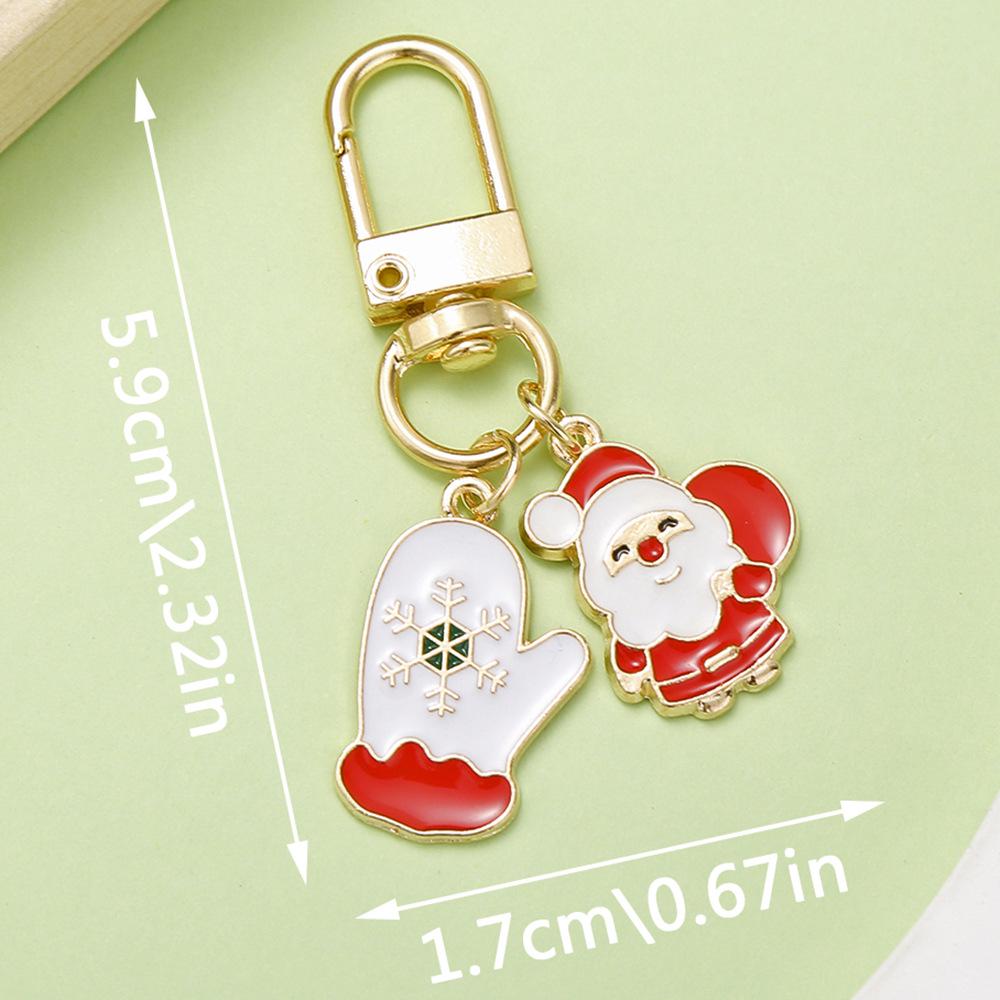 Exquisite Christmas Keychain: Santa, Reindeer, Gift Box, and Bell Ornaments Pendant