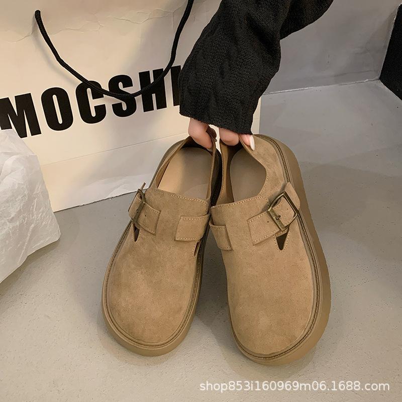 Retro platform lazy Polken single shoes women 2025 spring and autumn Korean version of the new one-pedal ugly cute big head single shoes women