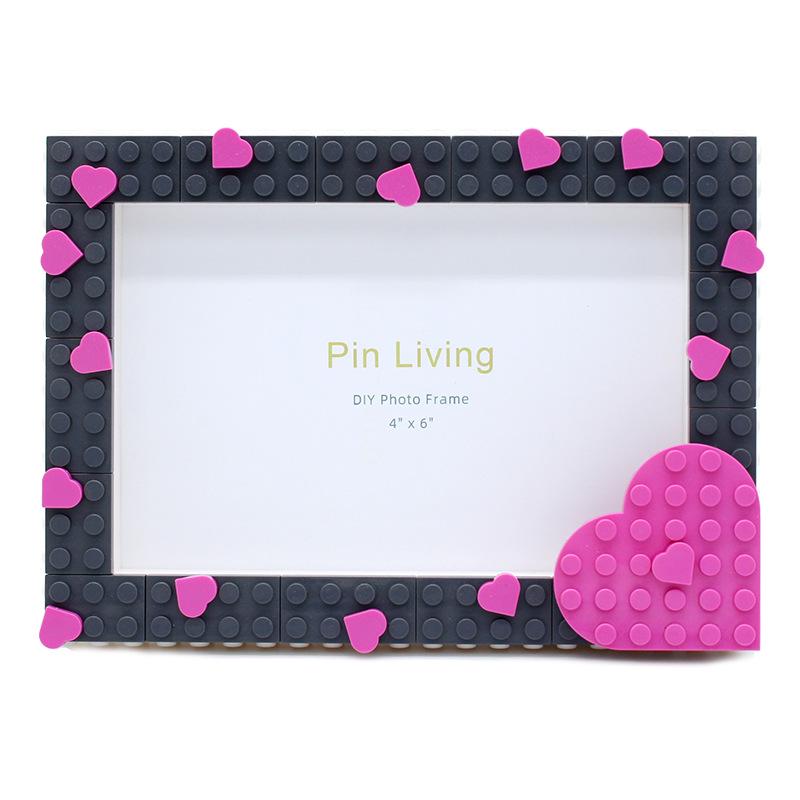 

DIY Heart Belongs To Building Blocks Photo Frame - Creative Handmade Gift for Lovers 6-inch