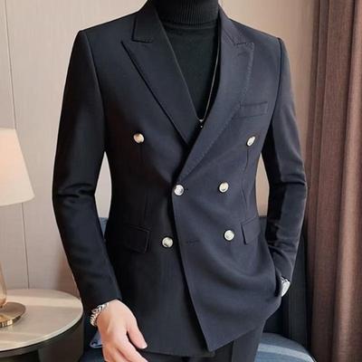 Herren Frühling Herbst Zweireihige Casual Anzugjacke High-End British Business Trendy Anzugjacke