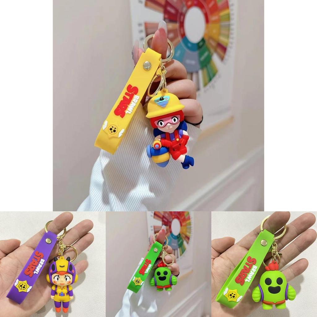 Roztomilá kreslená silikonová klíčenka na klíče od auta Brawl Stars Nita Jessie Bea Spikey Paddy