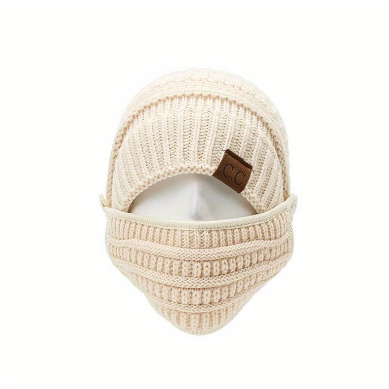 Žhavý výprodej Pletený návlek na obličej Sada čepice Beanie Odnímatelná teplá čepice pro ženy Muži Měkké Pohodlné Dámské Čepice Sombrero