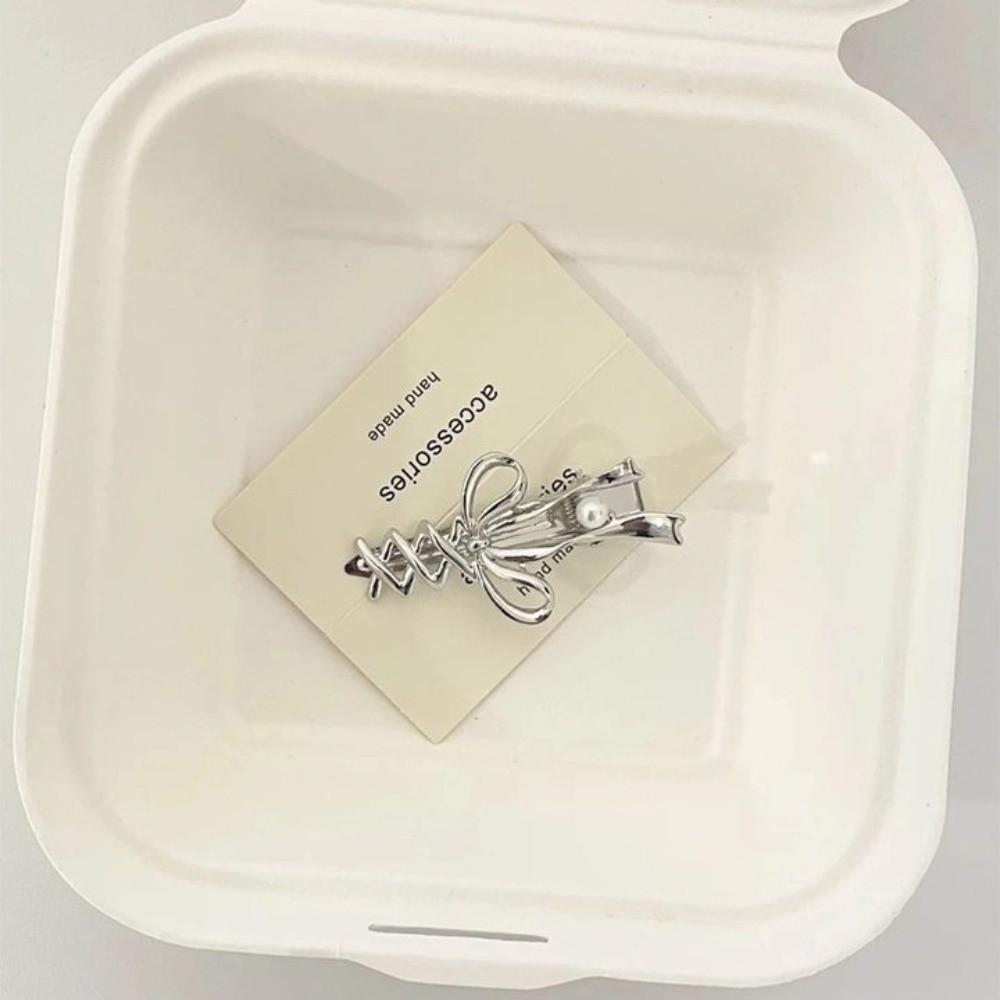 Vintage Ribbon Bow Hair Claw Zinc Zinc Alloy Balletcore Hairpin Retro Bowknot Hair Clip Makeup Hair Clips