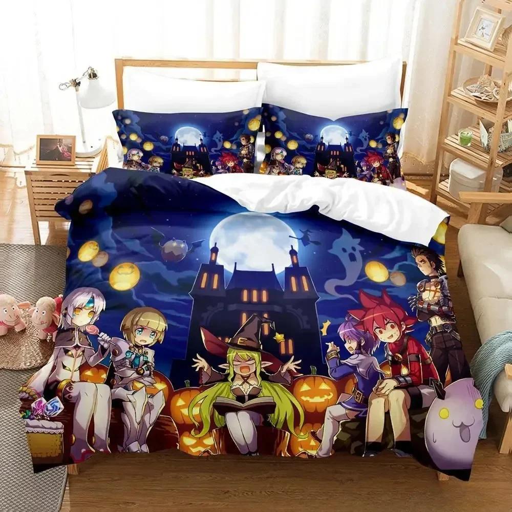 3D Druck Anime Spiel Elsword Bedrucktes Bettwäscheset Bettbezug Kissenbezug Bettwäscheset Bettwäsche Laken Steppdeckenbezug Full Queen King Size