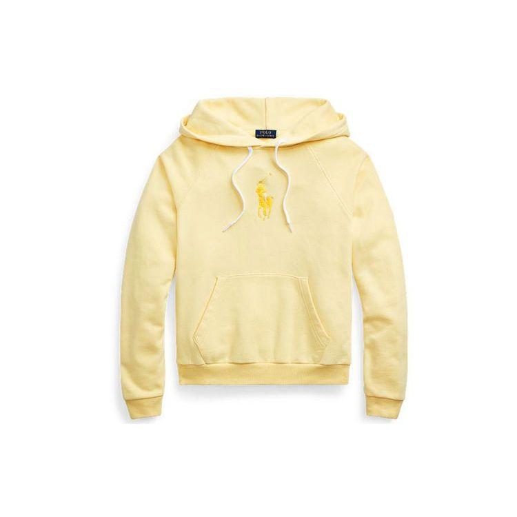

Polo Ralph Lauren Ss21 Logo Embroidered Ribbed Fleece Pullover Hoodie Women hoodies Yellow WMPOKNINFB20067-700 M