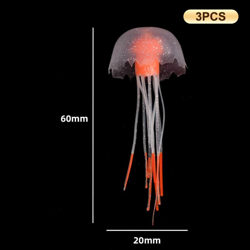 3Pcs Artificial Glowing Fluorescent Jellyfish Aquarium Decoration Fish Tank Underwater Plant Marine Aquatic Landscape Ornament