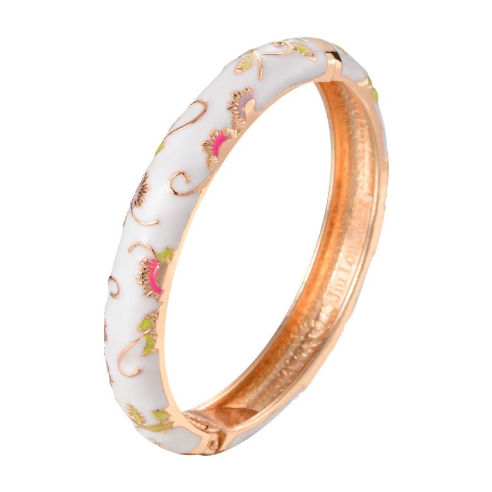 Traditional Vintage Cloisonne Bangle Open Hollow Out Flower Bangle Women's Hand Bracelet  Woman