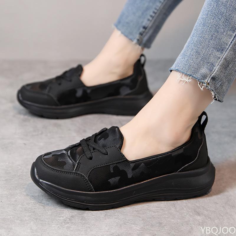 Large Size Lazy Women's Shoes Light Casual Flats Round Toe Lace Up Women's Singles Shoes Comfortable Breathable Flat Zapatos