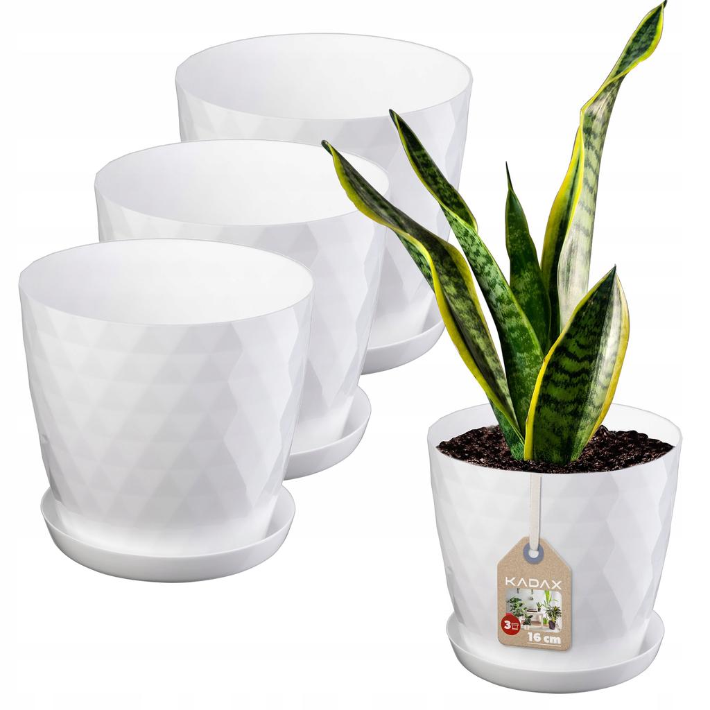 KADAX 3x Pot 16cm Cover + White Saucer