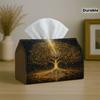 1pc Modern Vintage Tissue Box Holder Cover with Golden Tree Light Design - Durable Polyester Suitable for Kitchen, Living Room, Bathroom, - Golden Bra