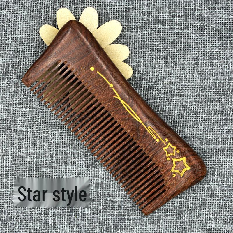 

Черная золотая резная расческа из сандалового дерева: Древнее мастерство Красота Подарок