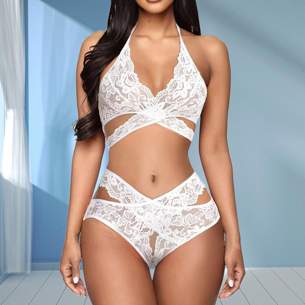 Ladies Fashion Sexy Lingerie Lace Neckband Babydoll Underwear